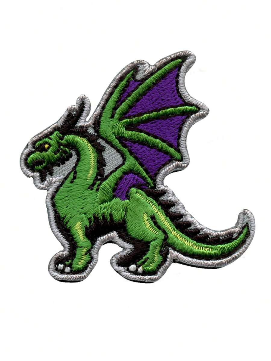 1pc Green Dragon Embroidered Iron On Patch - Multicolor - View 1