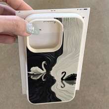 1pc Vintage Floral Heart Frame Swan Pattern TPU Phone Case Compatible With IPhone 17 Pro Max/17/16 Pro Max/15/13/12/11, S20 FE/A15/S24/A55,  Note 11/12/13 Pro, Full Body Soft Protective Cover - Kiểu 4 (1 chiếc) - Xem 3