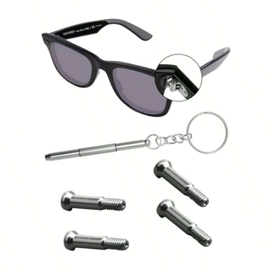 2 Pairs Steel Replacement Screws Screwdriver Set Repair Kit For Wayfarer RB2140 RB2168 RB4168 Eyewear Frame Fixing Tool For Sunglasses Lens Adjustment And Maintenance In Daily Use And Travel Scenarios - Steel - 查看 1