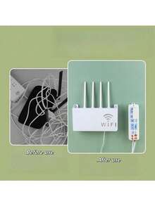 1pc Wall-Mounted WiFi Router Storage Box, Home Decor, Room Decoration - Multicolor - View 6