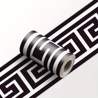 1 pieza Cenefa autoadhesiva de PVC a rayas blancas y negras, cenefa decorativa con tema espacial para renovación de cocina y baño, para uso interior, forma rectangular, orientación transversal