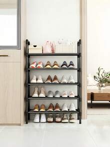 1个简约黑色金属鞋架，宽约23英寸，节省空间，简约防尘，坚固耐用，时尚美观，易于组装和拆卸，便携易用，适用于客厅、卧室、玄关、办公室、家居等场所，多层收纳，节日礼物，儿童礼物 - 彩色 - 查看 11