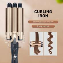 三管卷发棒 - 22毫米快速加热便携式卷发棒，温度可调，打造时尚卷发