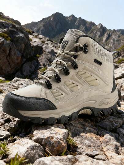 2025新款女士时尚徒步鞋，轻便厚底旅行运动鞋，户外防滑耐用休闲多功能女士徒步鞋，耐磨米色女士徒步靴