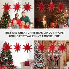 2pcs/6pcs 3D Hollow Paper Christmas Star Lanterns, Suitable For Window, Wall, Christmas Tree, Pendant Light Or Ceiling Decor, Also For Wedding Party Christmas Decoration (Bulbs Not Included), Christmas Home Decor, Christmas Gift, Christmas Ornament - Red - View 6