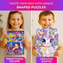 QUOKKA Shimmer Puzzles For Kids Ages 4-6 – Jigsaw Puzzles For Toddlers 3-5 – 4-Pack Princess, Mermaid, Rocket & Dinosaur Children's Game Ages 4-8 – Unique Gift Toy For Preschoolers - Boys And Girls - Girls - 查看 3