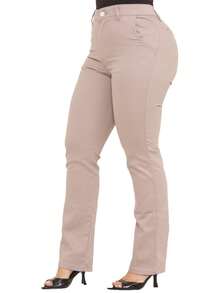 Malloy Women's Straight Twill Satin Social Tailored Trousers - 米色 - 查看 1