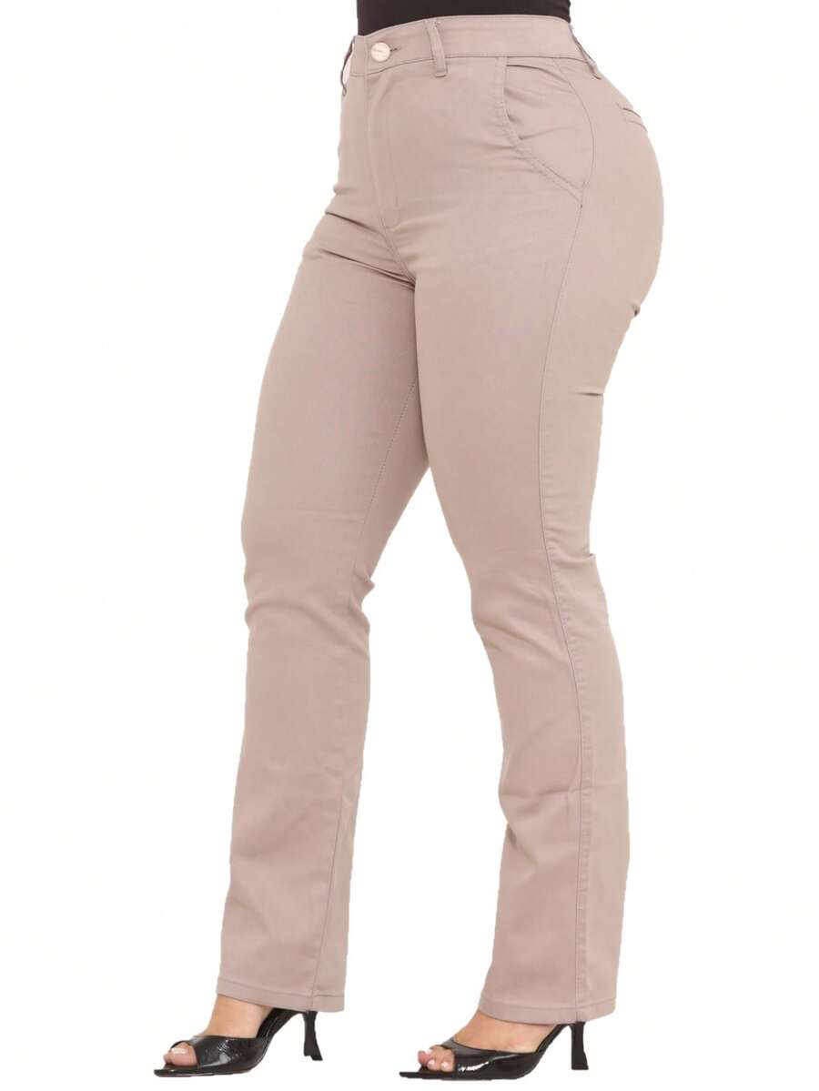 Malloy Women's Straight Twill Satin Social Tailored Trousers - 米色 - 查看 1