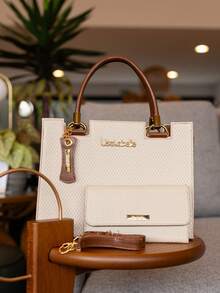 Handbag And Crossbody Kit With Adjustable Strap, Tote Shoulder Bag, New Model With Wallet - 巧克力棕 - 查看 2