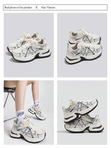Giày thể thao nữ Alan Vincent [Dòng giày thể thao thành phố] màu be và xanh dương, giày sneaker đế dày mới, giày chạy bộ thoải mái và thời trang, giày thể thao casual cao cấp, giày ngoài trời cho nữ, lưới thoáng khí. - Màu xanh lam - Xem 3
