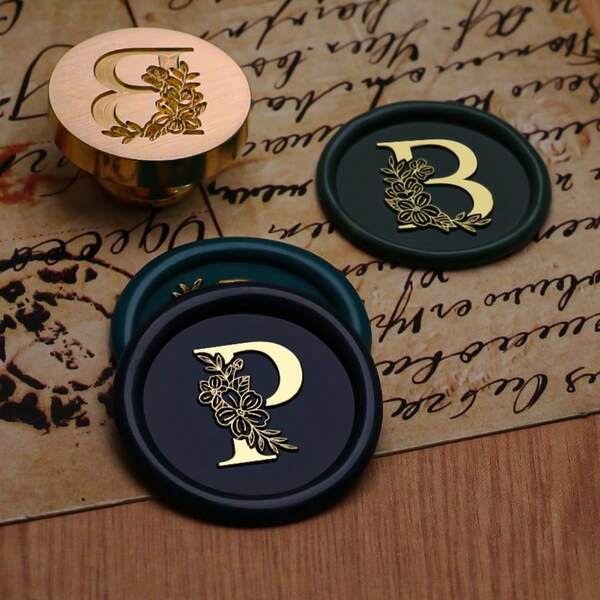 Blumen Buchstaben Stempel - perfekt für Liebesbriefe, Einladungen, Feiertags-Karten, Tagebuch/Planer Dekorationen, DIY Basteleien, Wachskleber