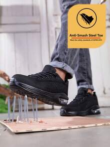 Zapatillas deportivas de hombre de estilo casual con cordones, ojales metálicos y suela acolchada, de unicolor y estilo cargo - Azul Marino - Ver 2