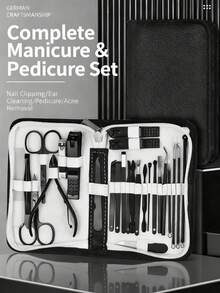 Bộ dụng cụ làm móng tay và móng chân chuyên nghiệp 12/26 món, bộ kìm cắt móng, dụng cụ chăm sóc móng bằng thép không gỉ kèm hộp đựng du lịch, màu đen. - màu đen - Xem 13