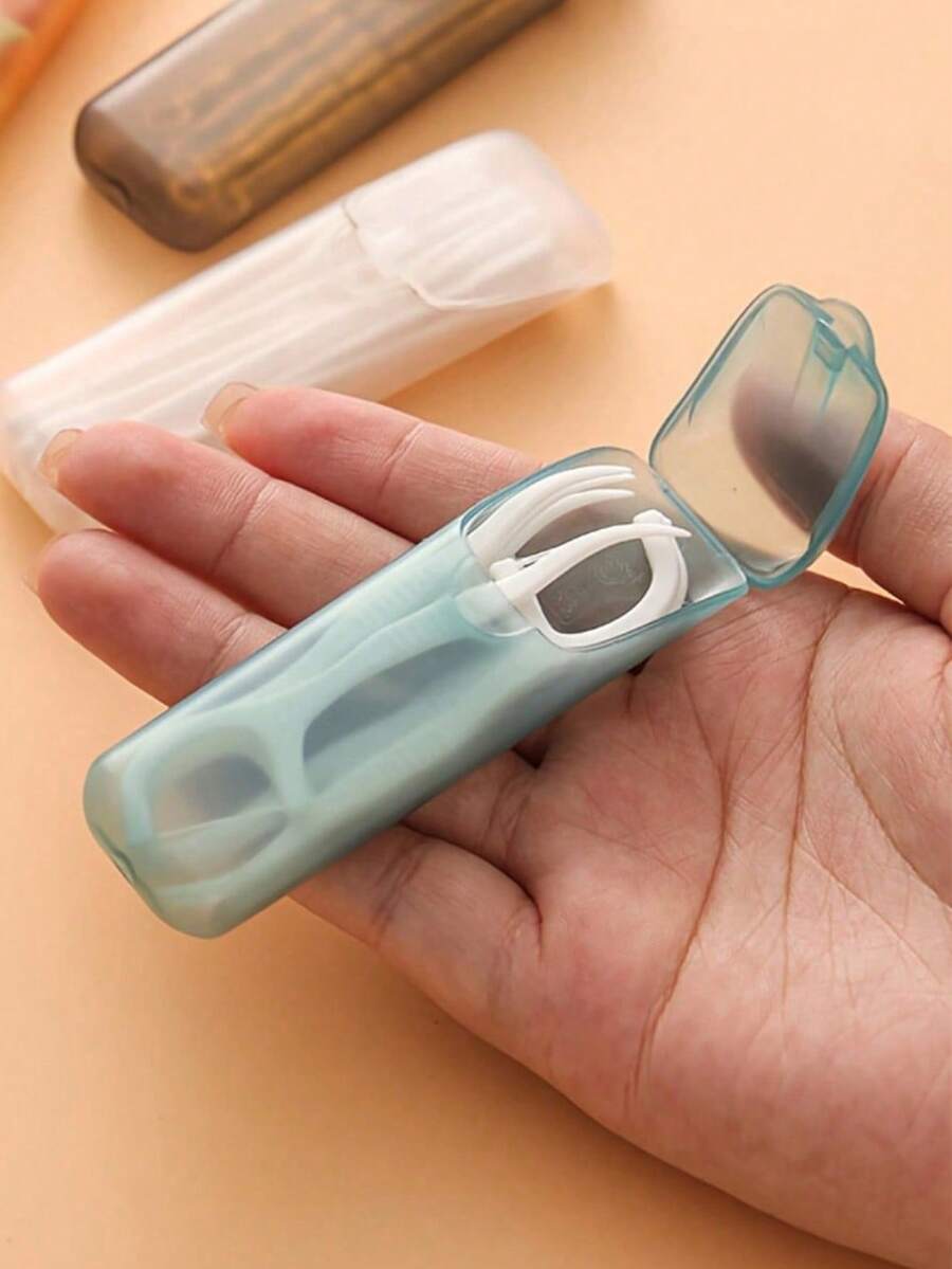 2pcs Interdental Floss Box, Small Item Storage Box, Travel Storage Box, Portable Medicine Box, Small Item Storage Tube, Very Suitable For Going Out And Commuting - Multicolor - View 1