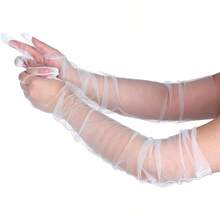 Women's Long Mesh Tulle Gloves, Transparent Party And Elbow Length Gloves, 70 Long Tulle Bridal Sleeves, Opera Ball Costumes Women And Wedding Bridal Dance - 最初的 - 查看 1