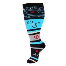 4 Pairs Unisex Plus Size Radom Color Compression Socks For Men Women 20-30mmHg Support For Nurses, Travel, Hiking,Running,Pregnancy - 顏色隨機(4雙) - 查看 7