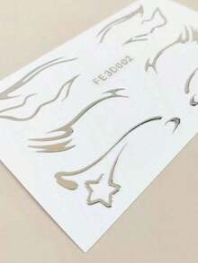 1pc 3D Silver Face Eyeliner Temporary Tattoo Sticker - Bạc - Xem 6