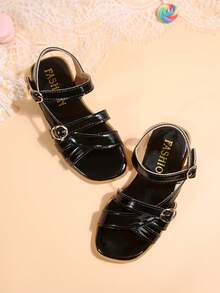 女童户外凉鞋夏季新款圆头镂空水钻贴防滑时尚优雅儿童平底沙滩凉鞋