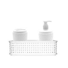Baby Room Organizer Kit In Rattan With Basket, Trash Cans, Multipurpose Boxes And Soap Dispenser - White - View 9