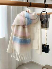 1 件优雅男士针织流苏围巾 - 舒适、防风、保暖，适合秋冬季 | 男女皆宜的理想节日礼物，冬季