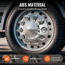 Rear Front Axle Wheel Covers, Spiked Axle Cover For Semi Truck, ABS Rust-Resistant Lug Nut Covers, Universal Fit, Installation Tool Included, 2 Front And 4 Rear Axle Hub Covers Combo Kit - 13.90x4.25 inch and 13.94x9.17 inch - 查看 4