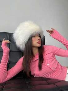 1pc Solid Color Fluffy Headband, Winter Warm Artificial Fur Hat, Soft Elastic No-Brim Bump Cap, Cold Protection Ear-Warming Adjustable Hairband For Women, Casual Polyester Women Bandanas Winter Hair Accessories Elegant Head Wrap Women Scarf Women Hair Band - Multicolor - View 10