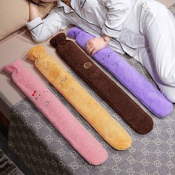 1 Stück extra lange Plüsch Cartoon Wärmflasche, hält Taille, Schulter und Hände warm, erwärmt das Bett im Winter