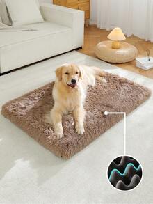 1pc Orthopedic Plush Dog Bed, Soft Cushion Pet Mat With Non-Slip Bottom, Durable And Machine Washable, Suitable For Large/Medium/Small Dogs And Cats, All Seasons - Brown - View 1