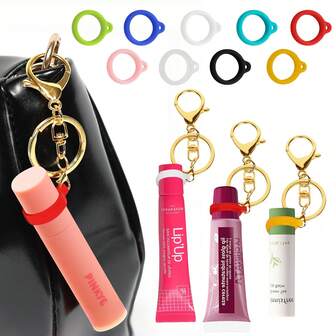 Lip Gloss Keychain, Bag Charm, Portable Lip Balm Leash Travel Essential | Universal 0.35oz Fit | Christmas Gifts, Stocking Fillers, Personalised Gifts For Women, Valentine's Day, Happy New Year, Thanks Gifts For Best Friend, Mom, Family (7 Colors)