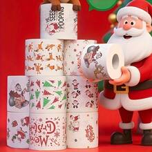 1/9pcs Random Pattern Christmas Decorative Funny Toilet Paper Rolls, Christmas Themed Toilet Paper Rolls - Christmas Themed Tissue Paper Rolls, Suitable For Home, Dorm, Office, Company, Hotel, Bathroom, Party, RV, Outdoor Picnic - Multicolor - View 5