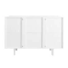 Sideboard, Teardrop-Shaped Sideboard With Molded Doors And Cushion Hinges - White + Particle Board - View 5