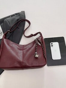 Fashionable Large Capacity Shoulder Tote Bag For Women, Design - Burgundy - View 10