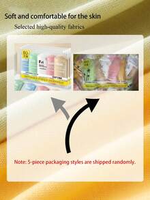 5条装 - 一次性女士内裤，独立包装抗菌旅行内裤，无菌旅行内裤，柔软亲肤，色彩鲜艳，是旅行、休闲、商务出行和日常活动的理想之选