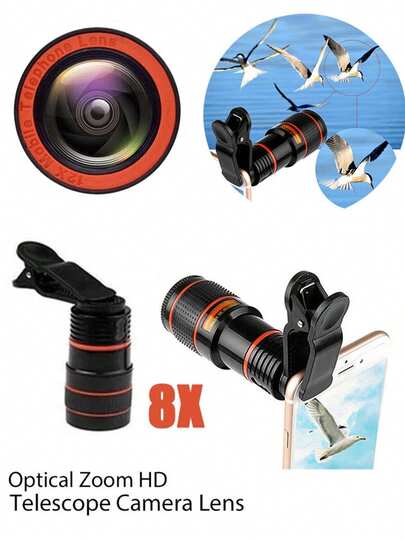1 Stück Universal 8X Teleobjektiv Aufsatz, Clip-On Langbrennweiten Objektiv für Smartphone und Tablet, Hochauflösende Fotografie Zoom Linse