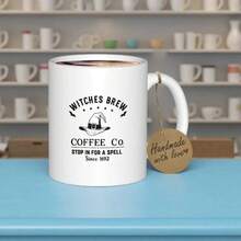 1pc Witch Coffee Mug - Halloween Witch Hat & Cauldron Design, Durable Ceramic Cup With "Come Have A Spell" Quote, Dishwasher , Perfect Gift For Halloween, Christmas, Birthday, Thanksgiving, Mother'S Day, Home & Office Use, Halloween Decorations - 黑色 - 查看 1