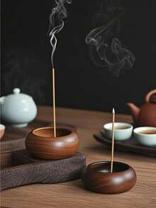 1个小型简约风格木质香薰烛台，便携式，适合家居、办公室、酒店装饰，也可作为情人节、母亲节、生日、毕业典礼等节日的纪念品。 - 隨機顏色 - 查看 1