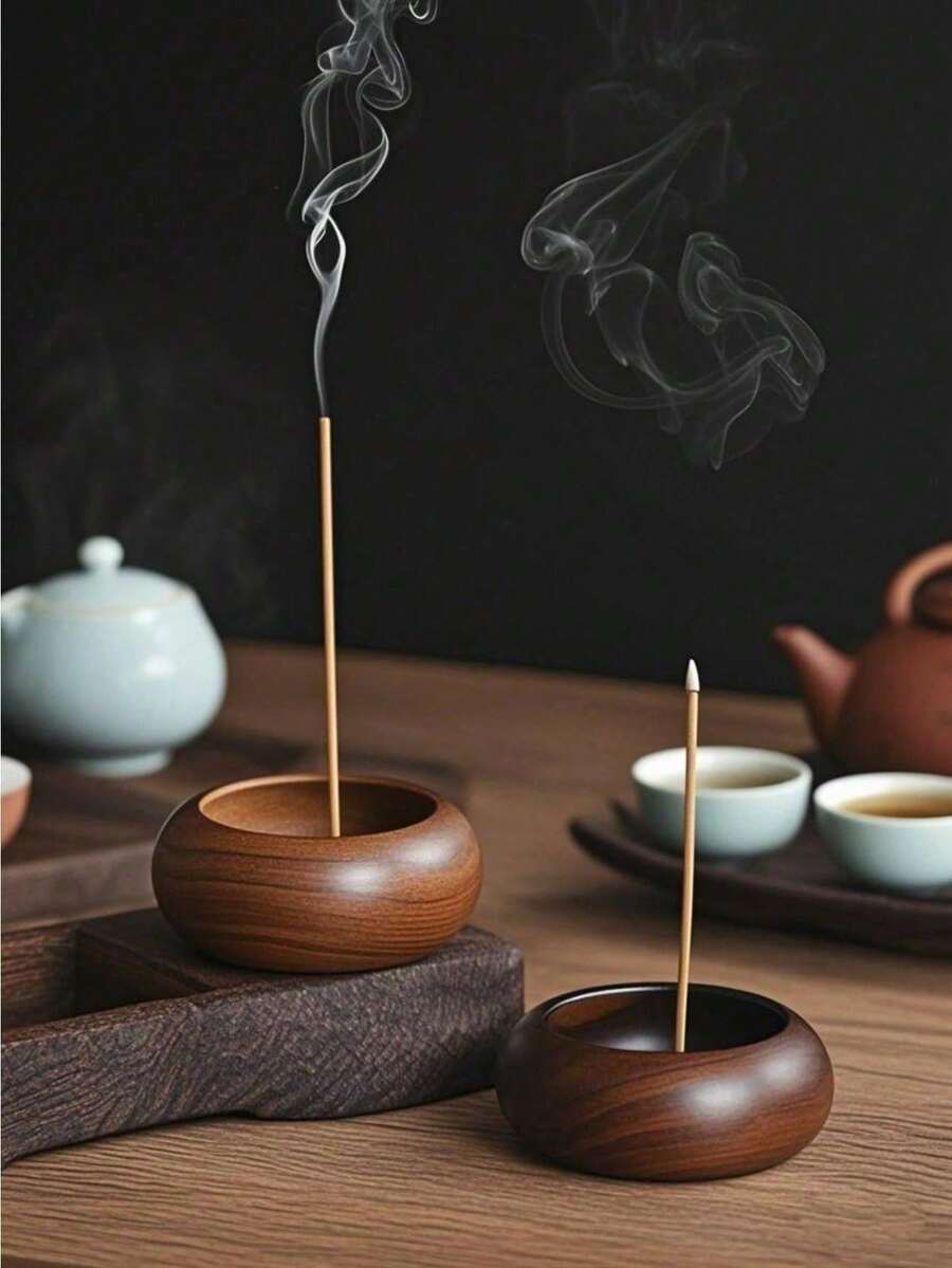 1个小型简约风格木质香薰烛台，便携式，适合家居、办公室、酒店装饰，也可作为情人节、母亲节、生日、毕业典礼等节日的纪念品。 - 隨機顏色 - 查看 1