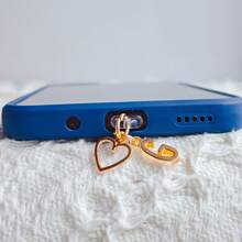 1pc Personalized Customized Golden Minimalist Charm Mobile Phone Dust Plug, With 26-Letter And Heart-Shaped A-Z Letter Pendant Fashionable Heart-Shaped Charging Port Dust Cover, Compatible With Iphone/Type-C Interface, Perfect Birthday And Holiday Gift. - Multicolor - View 7