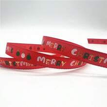 5yards 10mm Christmas Ribbon Printed Christmas Polyester Ribbon For Handmade Design Christmas Decoration Gift Packing