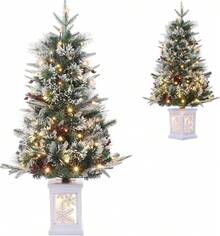 Mini árbol de Navidad de 3 pies con 78 luces LED blancas cálidas de alta calidad, 8 modos de árbol de pino de Navidad para decoración de Navidad, decoración de fiestas, hogar, oficina, base de alce - Verde - Ver 2