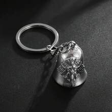 Men's Heavy-Duty Zinc Alloy Guardian Angel Wing Bell Keychain – Vintage Motorcycle Accessory With Bell, Durable Metal Key Ring, Celtic Knot Pendant, Perfect Riding Gift, Stylish Motorcycle Keychain - 銀色 - 查看 4