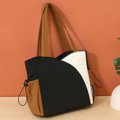 Bolso de mano informal para mujer, de gran capacidad, con colores contrastantes, para el hombro, para ir a diario, ir de compras o trabajar.