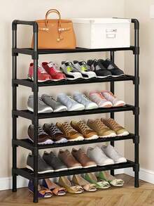 1个简约黑色金属鞋架，宽约23英寸，节省空间，简约防尘，坚固耐用，时尚美观，易于组装和拆卸，便携易用，适用于客厅、卧室、玄关、办公室、家居等场所，多层收纳，节日礼物，儿童礼物 - 彩色 - 查看 14