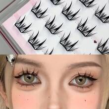 MIXIAOHE Glue-Free Thin Series False Eyelashes Ultra-Thin Natural Cat Eye Style, C Curl, Length 6 To 12 Millimeters, Soft False Eyelashes, DIY Professional Makeup Set, Reusable, Suitable For Beginners And Cosplay Use - 01# - 查看 10