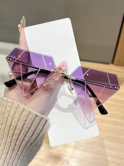 Fashionable Diamond-Edged Fashion Glasses For Women,Y FramelessFashion Glassess, Suitable For Daily, Outdoor, Street Style, Parties, Gatherings, Versatile StreetFashion Glassesglasses