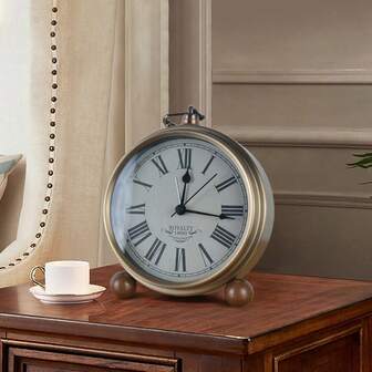 1 pieza Reloj despertador de arte de hierro vintage, reloj electrónico creativo, reloj de pared silencioso y personalizado simple, adecuado para decoración del hogar, habitación, dormitorio