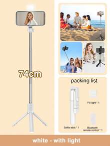 STICKMAG 70cm Wireless Bluetooth Selfie Stick Tripod With LED Fill Light, 360° Rotation Wireless Remote Control Phone Holder, Compatible With IPhone 16/15/14/13/12/11/Max/Pro/Xs/Xr/X/Plus, Galaxy S25/S24/S23/S22 Ultra, Other Android Smartphones And GoPro, Suitable For Travel And Live Streaming - Multicolor - View 14