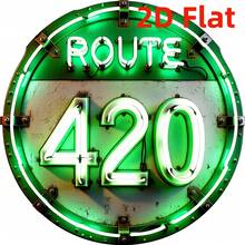 1 PC 8-Inch Round Neon Sign No. 420 Highway - Heavy-Duty Metal Structure, Visually Luminous Effect, No Batteries/Power Required - Suitable For Home, Office, Decoration For 4/20 Themed Parties - Includes Simple Installation Hardware - Weather-Resistant Indoor And Outdoor Decoration - Christmas Decoration - 1 biển nhôm - Xem 2