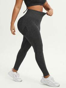 TNTOR 大码女士高腰瑜伽紧身裤，094-15 高腰提臀运动裤，高弹速干紧身裤，蜜桃臀中腰黑色瑜伽长裤。高腰设计，收腹提臀，适合运动、骑行，提臀紧身裤，修饰身形，舒适短裤，适合健身爱好者春季穿着。 - 深灰色 - 查看 4