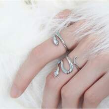 Anillo de Plata Qwonekou Anillo para Mujer Anillo Ajustable Diseño de Serpiente, Anillo Esmaltado Anillos de Mujer Anillo de Boda Regalo Ideal para Mujeres Tamaño Universal 40048 - 1 - Ver 7